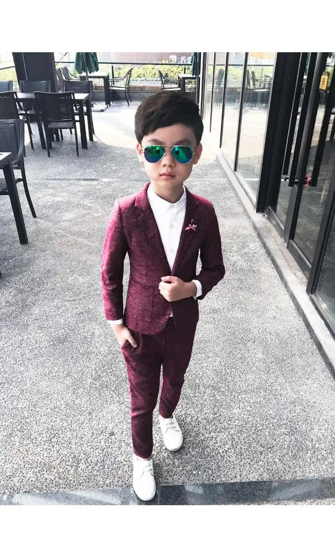 Kids Wedding Ceremony Slim Suit Children Formal Blazers Pants 2Pcs Photography Clothes Good Quality Baby Boys Handsome Suit