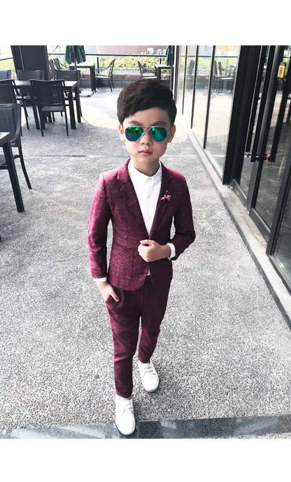 Kids Wedding Ceremony Slim Suit Children Formal Blazers Pants 2Pcs Photography Clothes Good Quality Baby Boys Handsome Suit