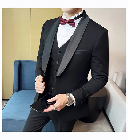 Plus Size 6XL 5XL Men Formal Business Suit 3 Set Pieces Classic Slim Fit Business Suits Sets Autumn Men Wedding Party Tuxedo