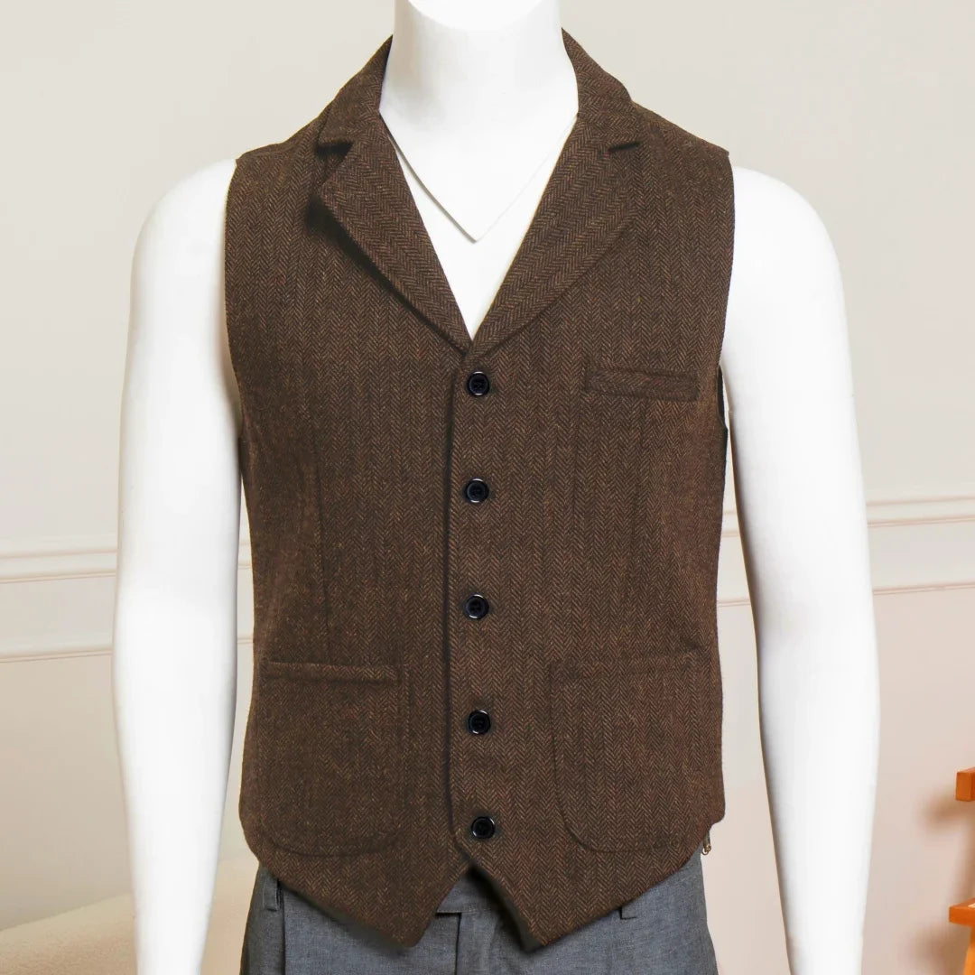 Men's Formal Vest Single Breasted Lapel Waistcoat for Weddings & Business
