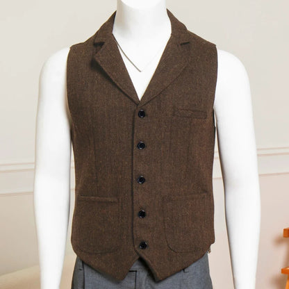 Men's Formal Vest Single Breasted Lapel Waistcoat for Weddings & Business