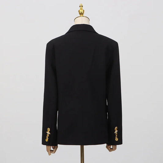 Women Chic Blazer Elegant Fashion Double Breasted Notched Collar Versatile Office Lady Jacket Trend Coat New Spring HK19947
