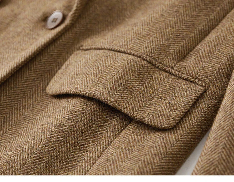 Wool Blend Tailored Blazer Coat Women Winter Straight Jacket 2026 England Style Fashion Female Outerwear 144X57016