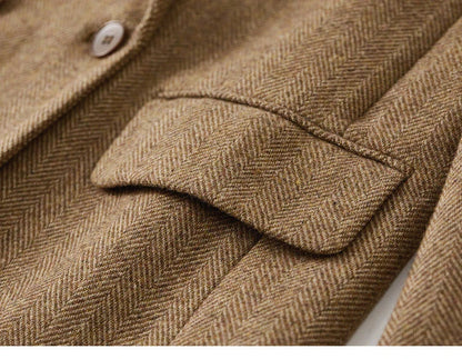 Wool Blend Tailored Blazer Coat Women Winter Straight Jacket 2026 England Style Fashion Female Outerwear 144X57016
