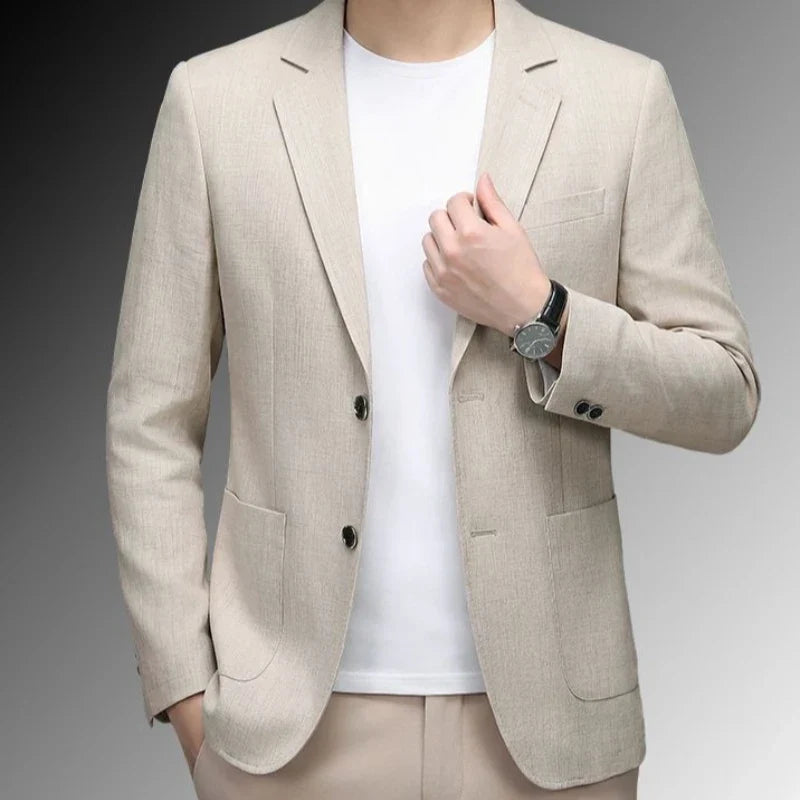 Men's Premium Linen Blend Casual Blazer, Summer Breathable UV Protection Jacket