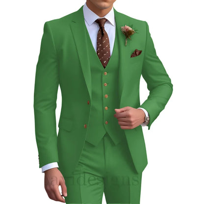 Elegant Men's Wedding Tuxedo Slim Blazer Pants Vest 3 piece Suit XS-5XL Custom Youth Suit 2025 New Style Suits