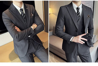 (Blazer+ Vest + Trousers) 2023 Latest Design Double Breasted Vest Men's Suit High Quality Business Simple Casual Dress Wedding