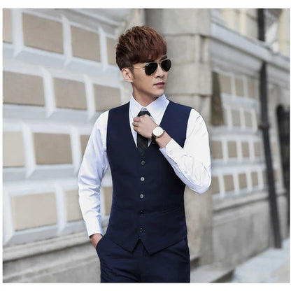Men's Single Breasted Vest – Slim Fit Formal Waistcoat for Business & Weddings | Grey, Navy Blue, Black | Plus Size up to 7XL