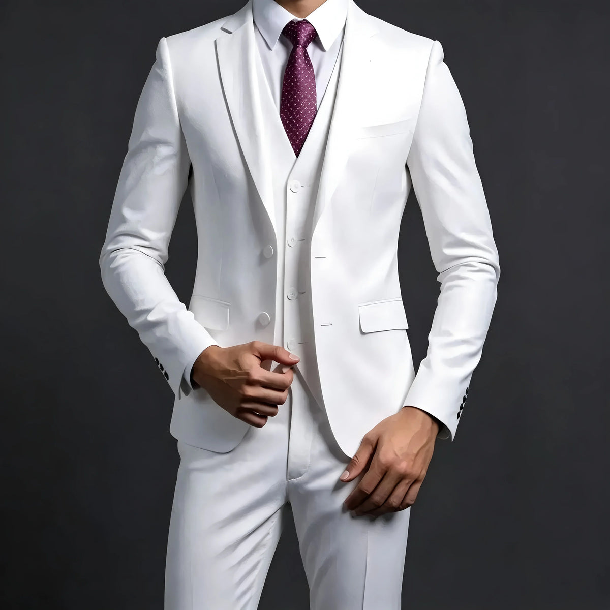 Men's Solid Color 3 PCS Business Suit Set High Quality Blazer Jacket Vest Trousers Wedding Banquet Groom Best Man Formal Outfit