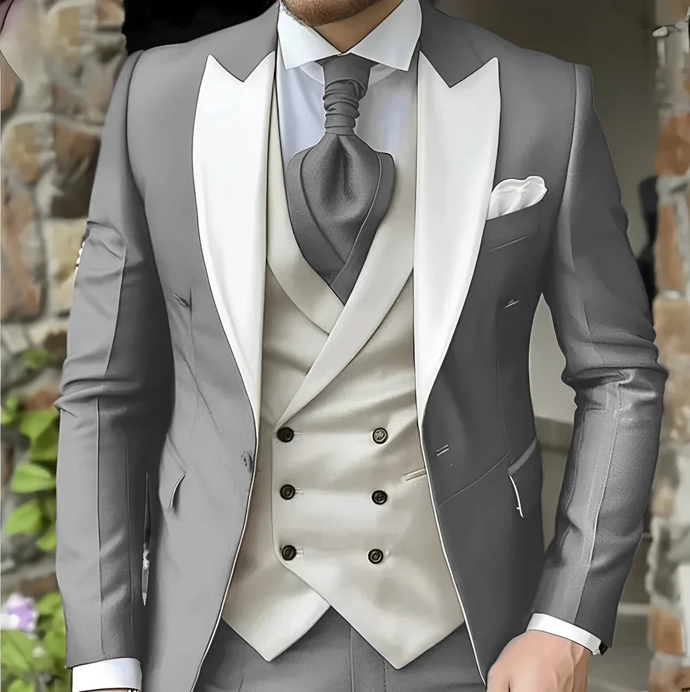 Costume de mariage pour homme à revers pointu de haute qualité coupe slim Vestes Col pointu croisé Carnavals hommes Le dernier