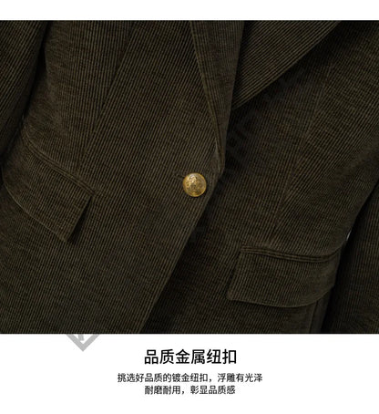 High Quality Fabric Corduroy Formal Women Business Suits OL Styles Professional Pantsuits Office Work Wear Autumn Winter Blazers