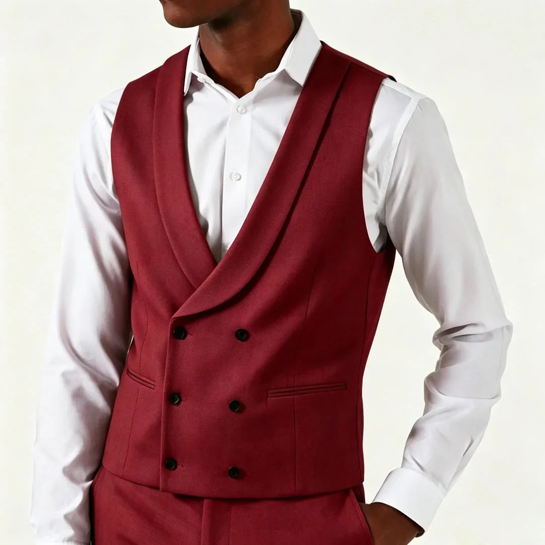 Men's Formal Vest – Double Breasted Lapel Waistcoat for Weddings & Business