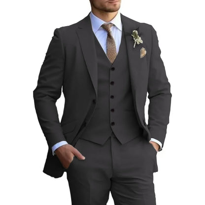 Customized Tuxedo Elegant Suit For Men 3 Piece Blazer Vest And Pant Set Notched Lapel High Quality Suit For Men Wedding suits