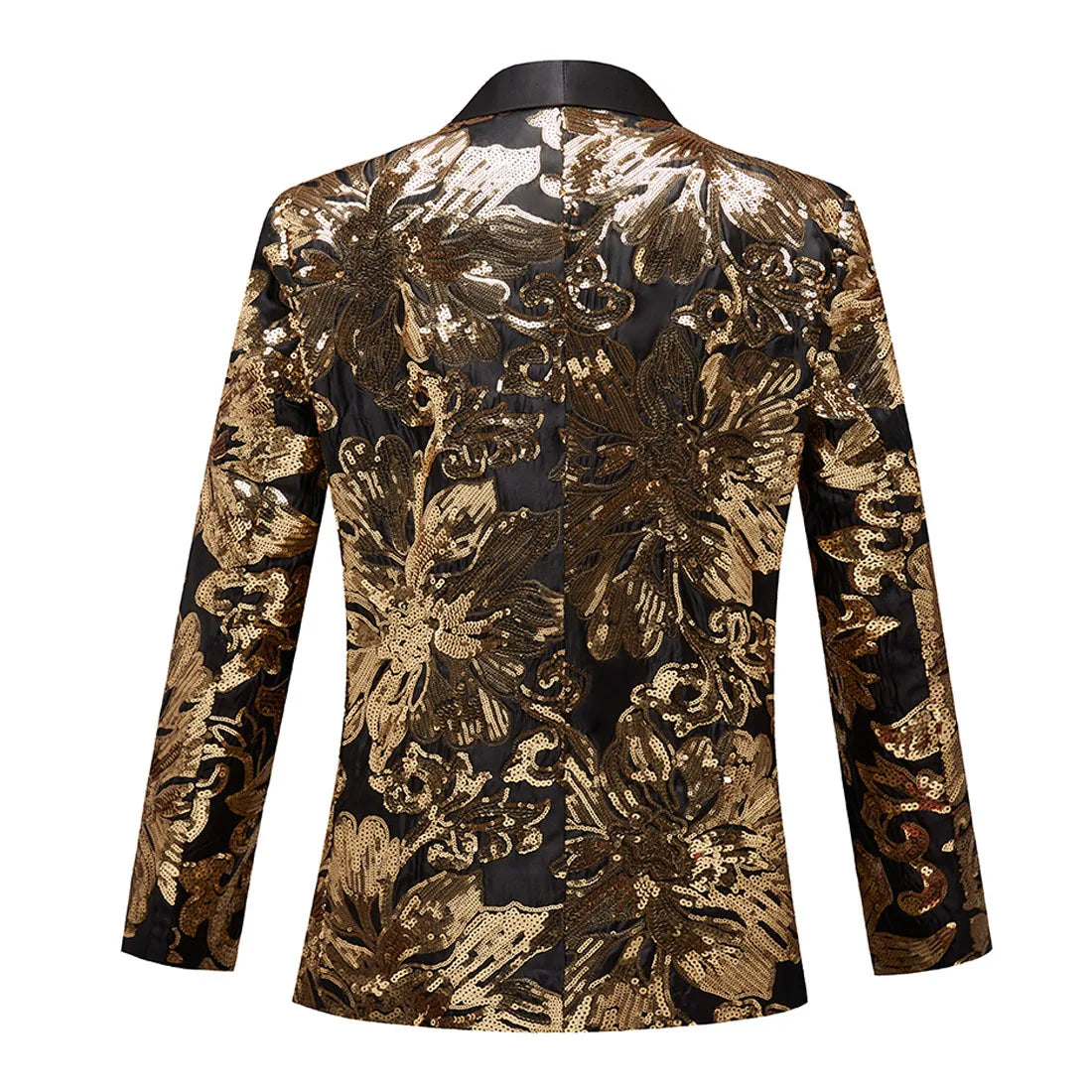 Men's Luxury Gold Sequins Suit Jacket Shawl Lapel Slim Wedding Party Blazers Bar Stage Singer Concert Glitter Tuxedo Dress Coat
