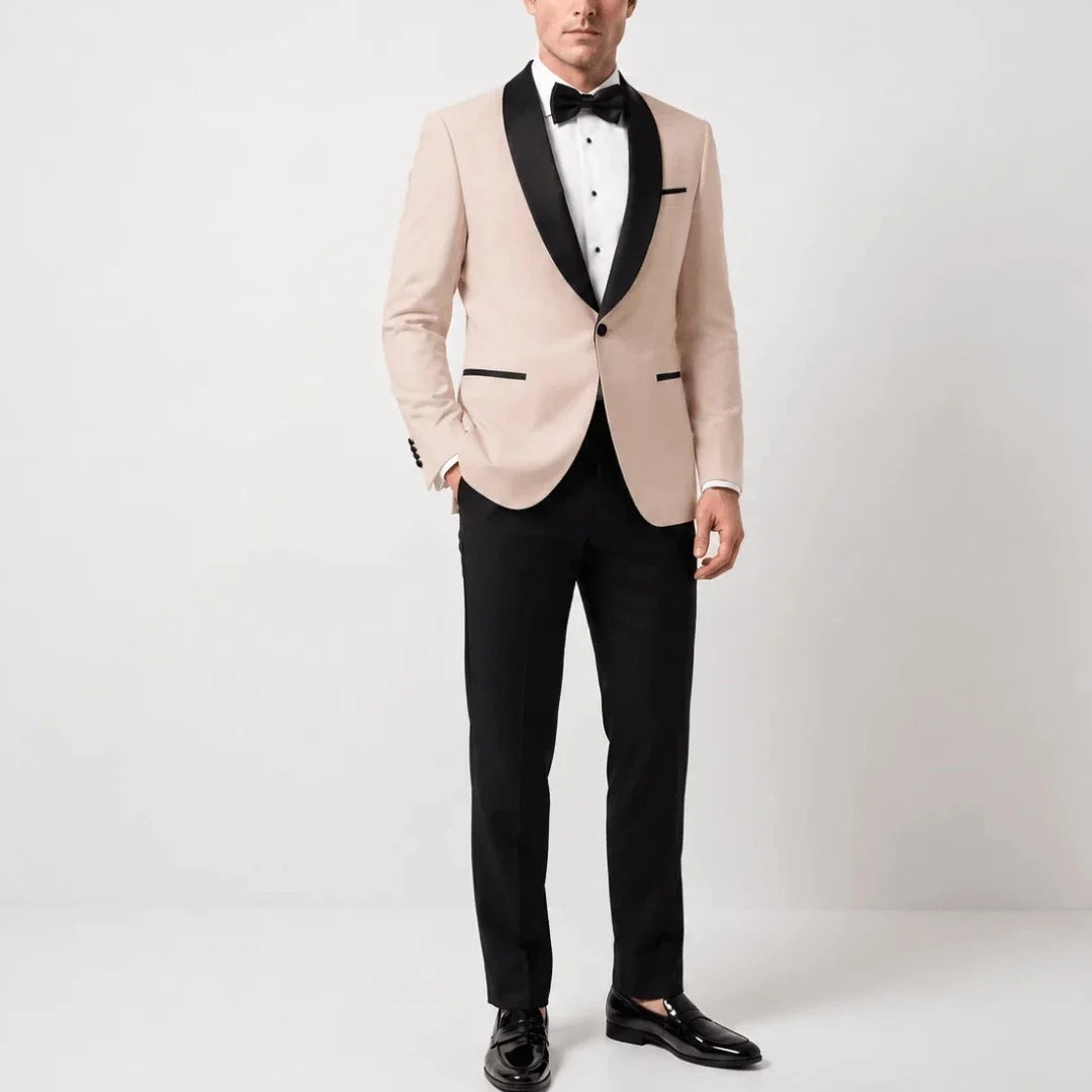 Men Suit Yellow Black 2 Pieces Lapel Single Breasted For Wedding Groom Birthday Banquet Party Business Work Office Jacket Pants