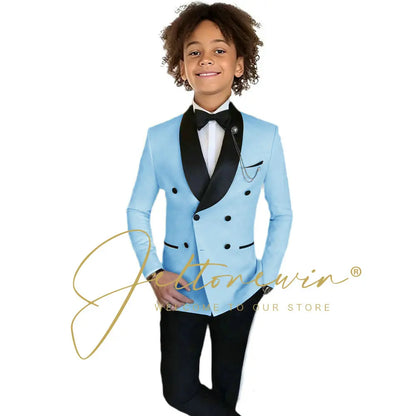 Boys Formal Suits Double Breasted Wedding Outfits Host Performance Costume for Children 2-16 Years Old Kids Birthday Blazer Set