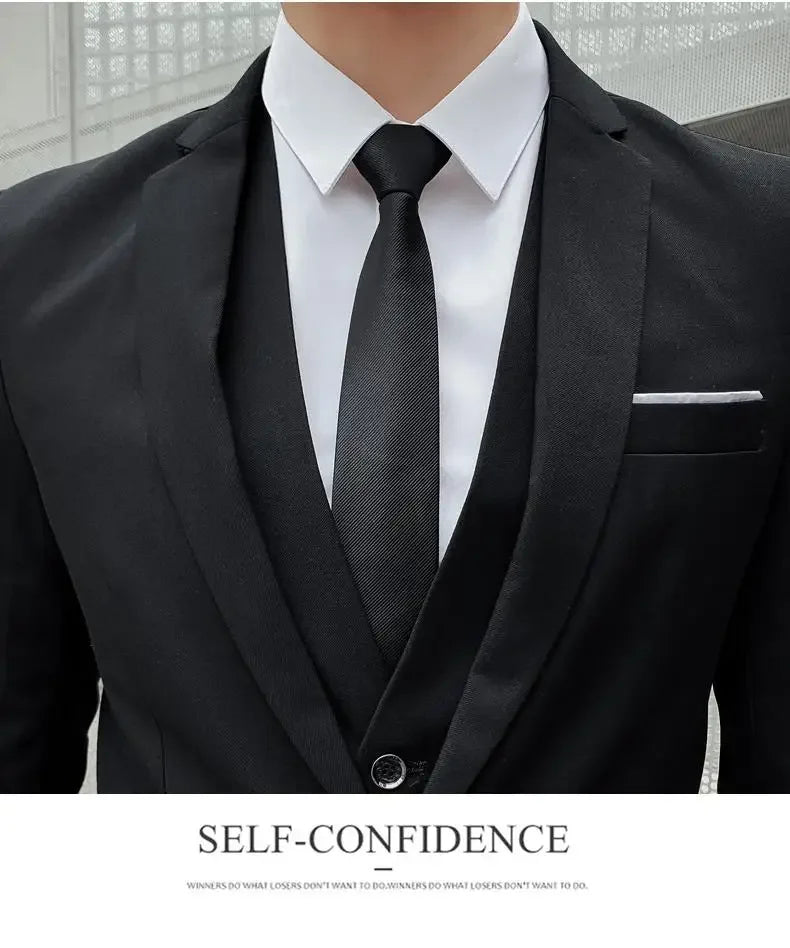 Men's Three-Piece Slim Fit Suit | Blazer, Waistcoat & Trousers for Formal and Business Occasions
