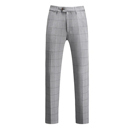 Business Casual Plaid (suit + Vest + Trousers) High-end Fashion Handsome Button Suit Korean Version Slim-fit Three-piece Set