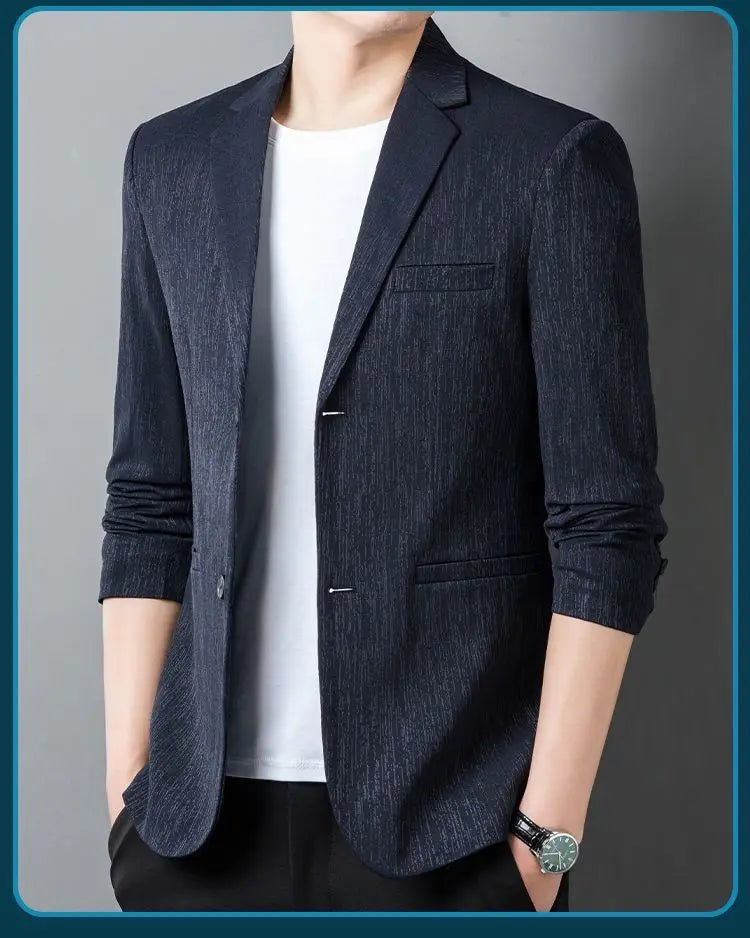 Men's Striped Smart Casual Blazer for Everyday Wear – Lightweight Spring Autumn Jacket