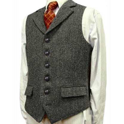 Men's Herringbone Vest – Single Breasted Waistcoat for Men | Wedding, Business & Smart Casual