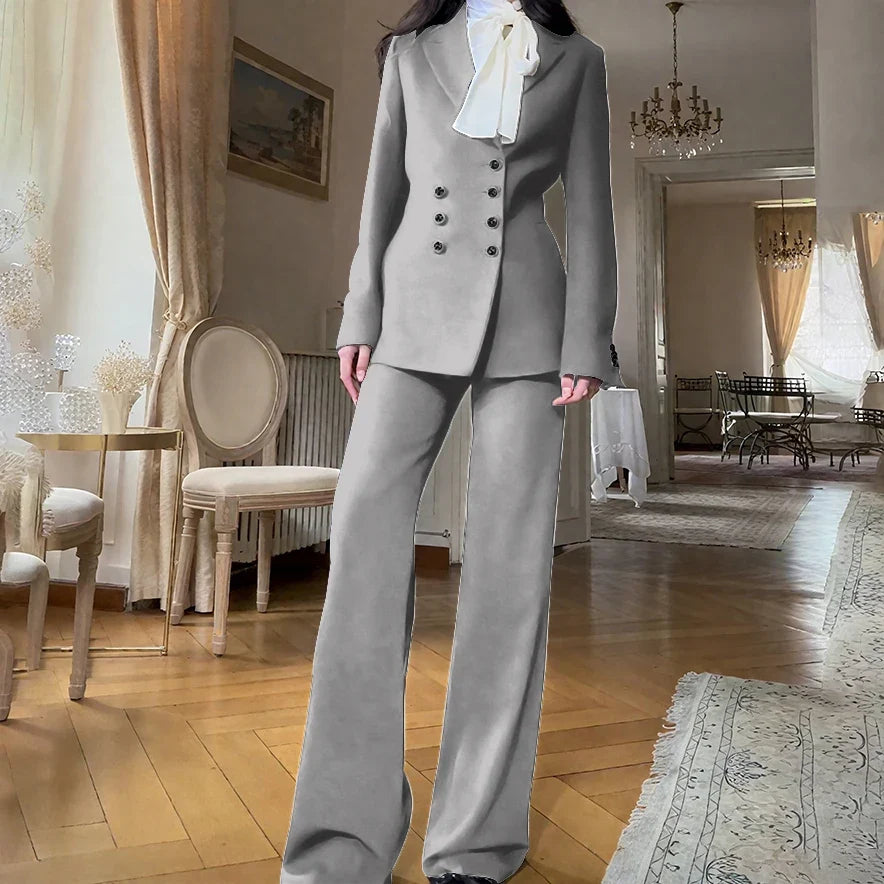 2025 New Women Casual Blazer Suit Set with Double-breasted Office Formal Pant Suit Separates Slim Fit Custom Made Traje de Mujer