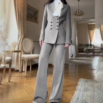 2025 New Women Casual Blazer Suit Set with Double-breasted Office Formal Pant Suit Separates Slim Fit Custom Made Traje de Mujer