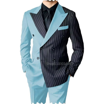 2 Piece Men's Wedding Suits Groom Tuxedos with Peak Lapel Double Breasted Blazer And Pants Set for Prom Business Costume Homme