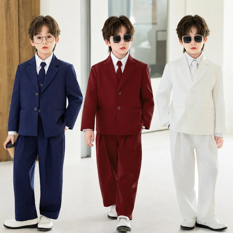 2026 New Flower Boys Wedding Dress Kids Birthday Party Outfit Children's Piano Host Speech Performance Costume