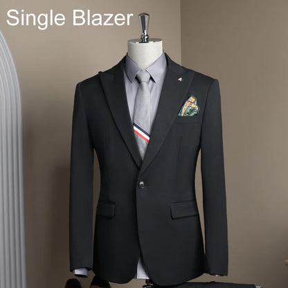 Man Blazer Spring Autumn Turn Down Collar Single-breasted Male Outerwear Business Casual Long Sleeve Versatile Men Suit Coat