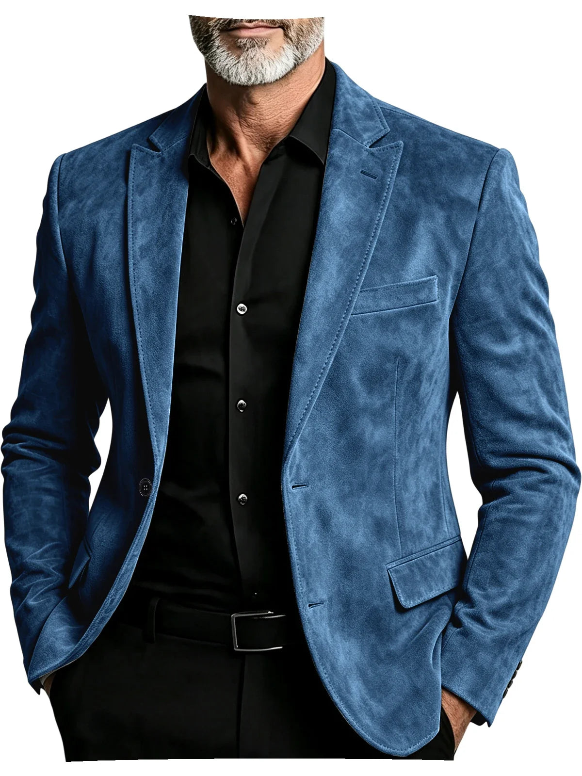 Luxury Men's Suede Blazer Notched Lapel Casual Business Sport Coat Slim Fit Gentleman Formal Wedding Office Suit Jacket Autumn