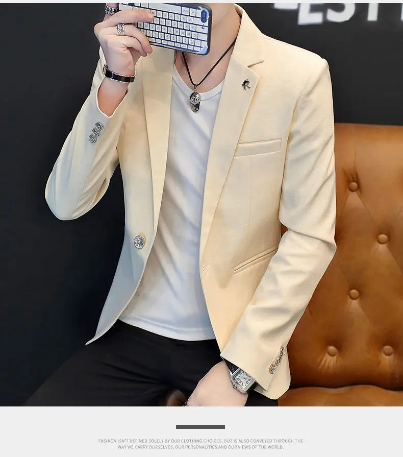Blazer: Outdoor Fashion, Business-style, Gentleman's Wedding Host, Campus Casual, Relaxed, Korean-style, Youthful Men's Blazer