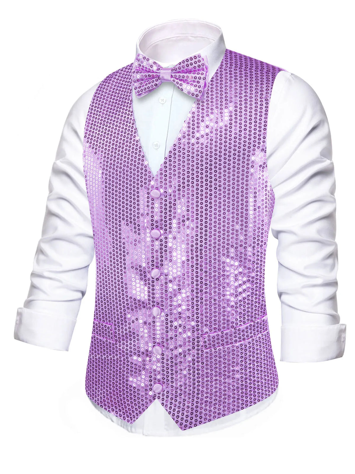 Men's Sequin Suit Vest with Bow Tie Set for Weddings and Formal Events