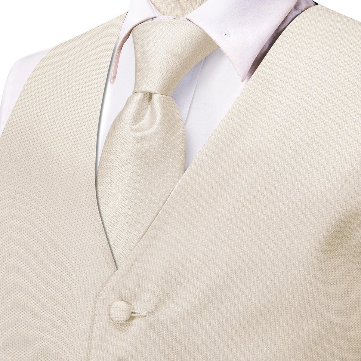 Men's Suit Vest Set with Tie Hanky and Cufflinks – Beige Paisley Waistcoat for Weddings and Formal Occasions