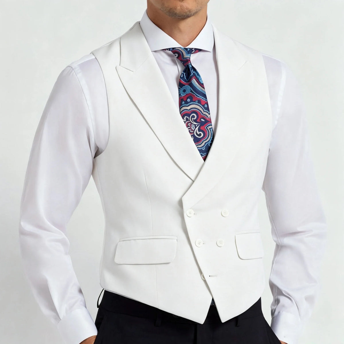 Men's Formal Vest Double Breasted Waistcoat for Weddings Banquets and Business