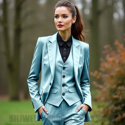 Women 3 Piece Suit Set Blazer Vest Pants Slim Fit Office Business Party Formal Attire Customizable Size for Ladies