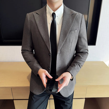 Men's Blazer Single Breasted Slim Fit Korean Style Casual Suit Jacket