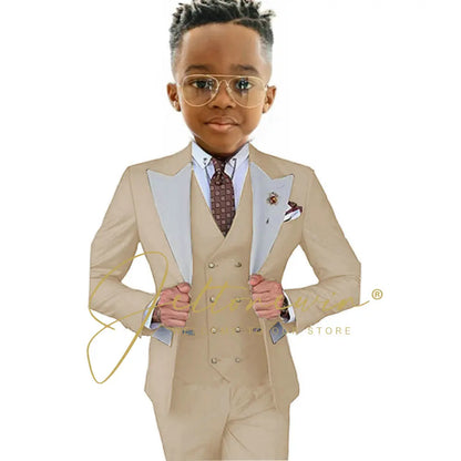 Suits For Boy Jacket Vest Pants 3 Pieces Dark Green Birthday Costume Flower Boys Formal Party Suit Kids Wedding Suit Tuxedo