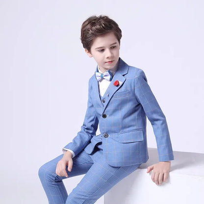 Flower Boys Wedding Suit Set Spring Kids Birthday Photograhy Outfit Children's Piano Host Speech Chorus Performance Costume