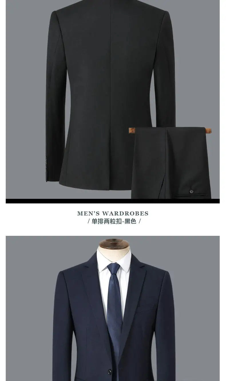 Men's Smart Casual 2-Piece Suit Set – Single Breasted Blazer and Trouser for Travel and Business