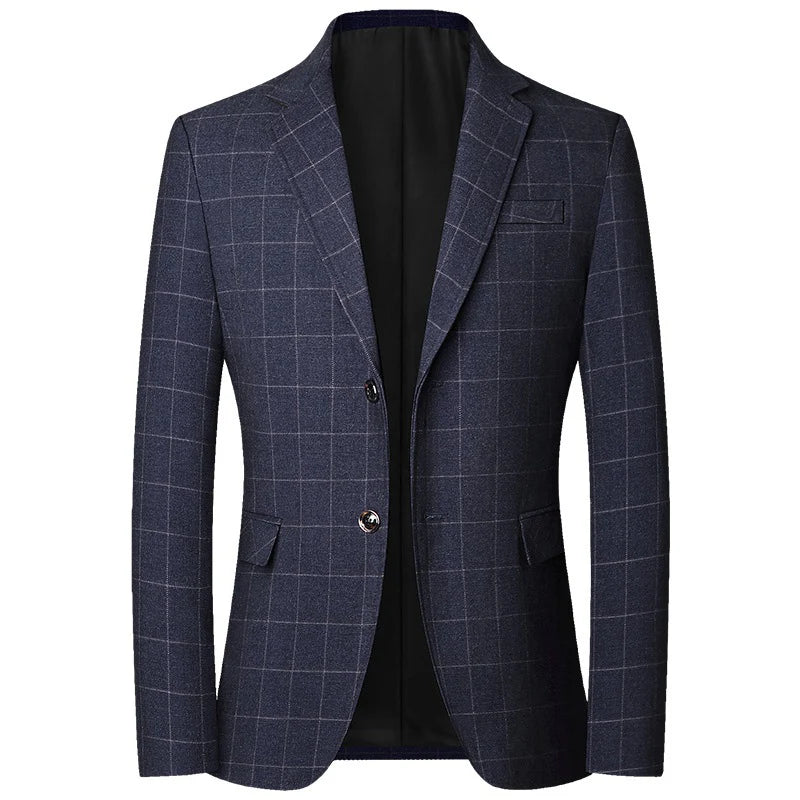 Brand 2026 Spring Mens Wedding Suits Blazer Check Autumn Single Breasted Suits Blazers Men Fashion Blazer for Mens