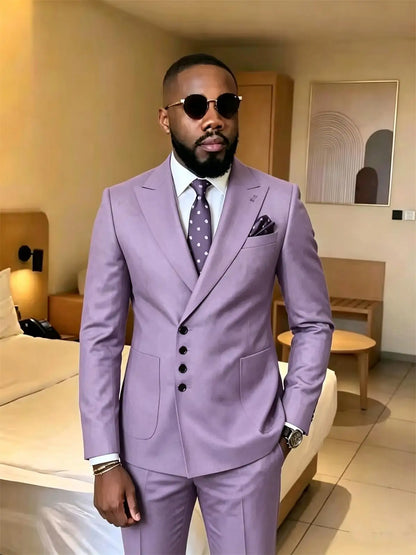 Slim Fit Men's Suits Single Breasted 2 Piece Jacket Pants Sets Wedding Formal Business Dinner Tuxedo High Quality Male Clothing