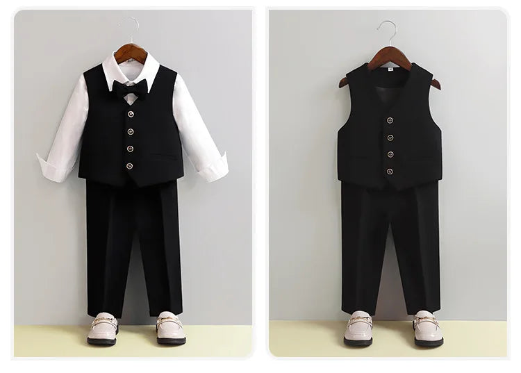 Children Formal Pink Wedding Dress Flower Boys Photography Suit Kids Stage Performance Outfit Baby Birthday Ceremony Costume
