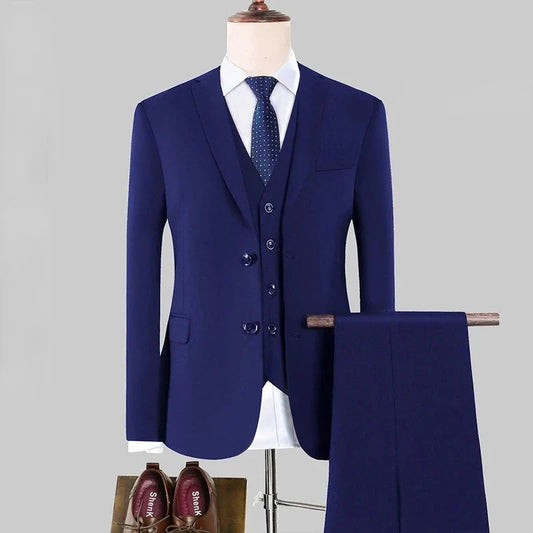Men's Formal Suit Single Breasted Slim Fit Wedding Business Blazer Vest Pants Set