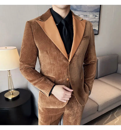 Men's Slim Fit 3-Piece Suit – Smart Casual & Wedding Formal Set