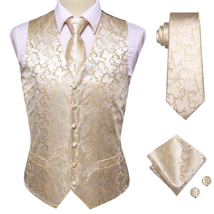 Men's Paisley Vest Suit Set – Navy Blue Formal Waistcoat for Wedding & Smart Casual
