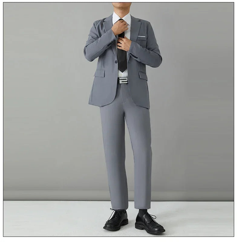 Men's Slim Fit Suit Set – Smart Casual Blazer and Pants for Business, Wedding & Formal Occasions