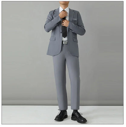 Men's Slim Fit Suit Set – Smart Casual Blazer and Pants for Business, Wedding & Formal Occasions