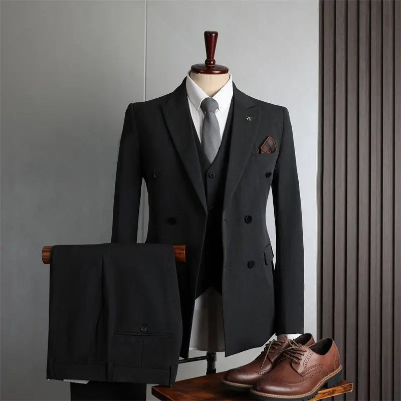 Men's 2-Piece Beaded Crystal Double Breasted Slim Fit Tuxedo Suit – Wedding Groom Dinner Prom