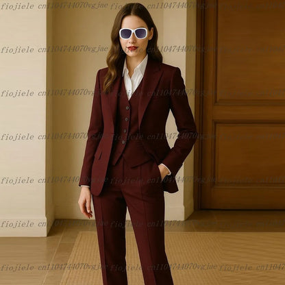 New Grey Formal Business Women Suit Wedding Party Prom Ladies Mother Girl Wife Tuxedos Costume 3 Piece Set Blazer Vest Pants