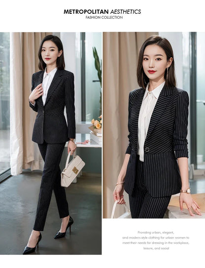 Striped Fashion Women's Suit Set, High Quality Two-Piece Pants + Suit Jacket. New spring/summer 2026